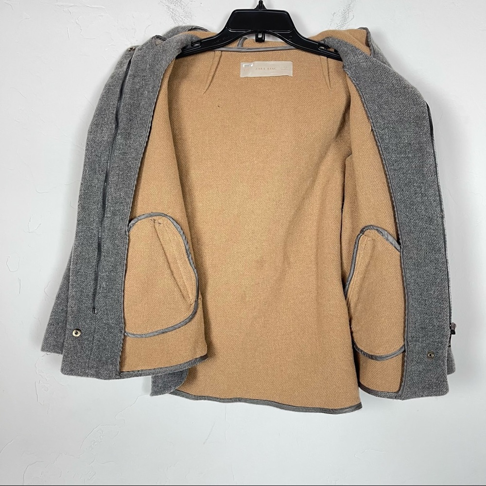 Zara Basic Jacket Coat Solid Gray‎ Zip Down Hoode… - image 3
